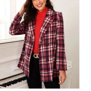 Tartan Print Double Breasted Blazer